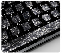 Keycaps Pola Serat Karbon Terlaris Impor, Tekstur Karbon Tempa, Desain Karbon Es dengan Ukiran Samping
