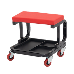 Sgabello da Meccanico Imbottito in PU con Ruote, Struttura in Acciaio Resistente, Sedia per Riparazioni con Base Portautensili per Officina Auto - Product Image 6