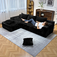 Canapé modulaire en forme de L sans structure, en velours côtelé moelleux, sectionnel moderne, avec chaise longue profonde rembourrée, sans assemblage, pour salon