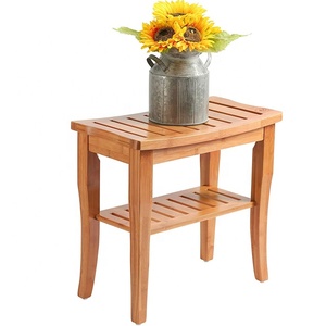 Bathroom Wholesale Natural Wood <strong>Bamboo</strong> Seat Shower Bench <strong>Stool</strong> with Shelf - Product Image 2