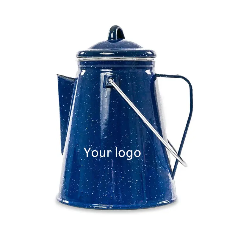 Pots à café en émail, 320 l, 1,56 l, 2,8 l, pour pique-nique extérieur, camping, rouge, bleu, logo personnalisé, avec filtre