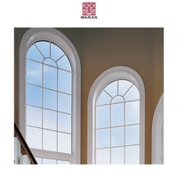 WANJIA, diseño de rejilla personalizado, ventanas en forma de arco de vidrio, ventana UPVC, ventana fija de vinilo