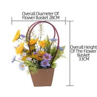Ensemble de paniers de fleurs artificielles tournesol et marguerite CF01466, 33 cm, avec panier en papier et verdure pour la décoration de table de cadeau à la maison
