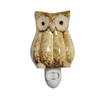 Lampe chauffe-cire électrique en céramique en forme de hibou, brûleur d'huile parfumée d'aromathérapie avec éclairage mural décoratif et veilleuse