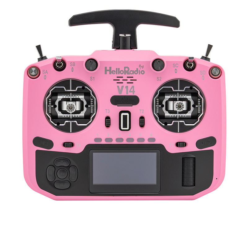 Extérieur rose foncé, éléments décoratifs noirs.