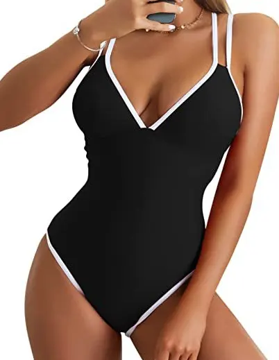 2024 New Strappy Back Sexi Lady 2XL Plus Size One Piece Swimwear Bathing Suits
