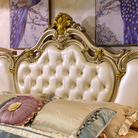 Lit de luxe européen Chambre à coucher principale Simple Style européen Moderne Simple Français champagne Or Lit de mariage de luxe Lit de princesse