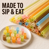 Pailles comestibles personnalisées en amidon, multicolores et multi-saveurs, 200 mm x 8 mm, pour restaurants, événements, traiteurs – Solution de boisson durable