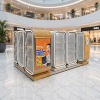 Kiosque LED pour la vente de téléphones portables et d'accessoires, et vitrine pour étuis de téléphone avec étagères en acrylique pour centre commercial
