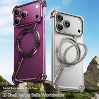 Nouvelle coque de protection pour iPhone 18 Pro/18 Pro Max avec support magnétique rotatif Z-Shell, design découpé en métal sans bordure