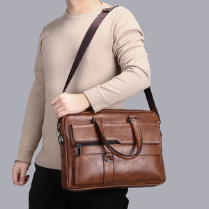 Porte-documents <span class=keywords><strong>pour</strong></span> <span class=keywords><strong>homme</strong></span> en cuir PU de haute qualité, logo personnalisé, style vintage, grande capacité, rétro, <span class=keywords><strong>pour</strong></span> <span class=keywords><strong>ordinateur</strong></span> portable - Product Image 4
