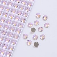 Pierres en cristal K9 de haute qualité, forme ronde, double trou, dos plat, pierres de diamant en vrac, strass en cristal à coudre