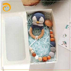 <span class=keywords><strong>Penguin</strong></span> Crochet Bambino di Cura Bracciali di Legno Massaggiagengive Silicone Ciuccio Succhietto Clip Sensoriale Giocattoli Dentizione Del Bambino Per Il Regalo - Product Image 5