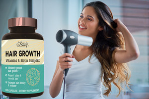 BUCQ Suplemento para el crecimiento del cabello con vitaminas y complejo de biotina para un cabello más grueso y fuerte - Product Image 6