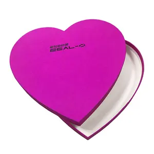 Заказной бумажный картон День Святого Валентина розовые пустые подарочные коробки в форме сердца для упаковки шоколада