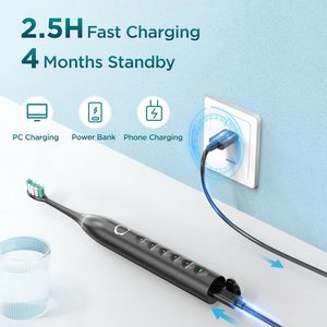 Soporte de cepillo de dientes eléctrico recargable Estuche de cepillo de dientes eléctrico sónico sostenible para niños Impermeable IPX7 Tipo de cerdas medianas - Product Image 4