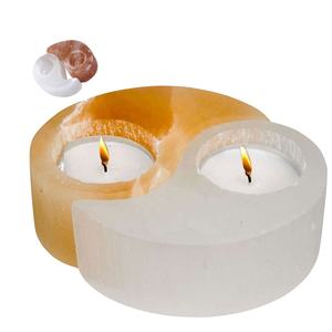 Bougeoir en forme de sel rose de l'Himalaya Ying Yang et bougeoir en sel rose-Sian Enterprises - Product Image 1