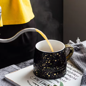 Bignosedeer Tasse à café en céramique moderne en porcelaine 350 ml, motif vague nordique de luxe, écologique, compatible lave-vaisselle, cadeaux d'affaires sûrs - Product Image 2