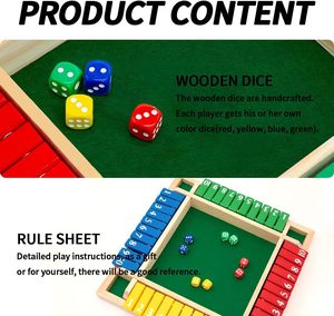 Jeu de société Shut the Box, Dames et Échecs, 2-4 Joueurs, en Bois, Jeu de Mathématiques de Table, Classique, Grand Format, pour Adultes et Enfants, avec 8 <span class=keywords><strong>D</strong></span>és, pour <span class=keywords><strong>la</strong></span> Classe, les Fêtes de Famille - Product Image 5
