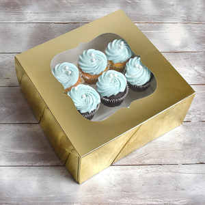 Caja de Pastel Personalizada Ecológica de Cartón Dorado Marfil, Caja de Regalo para Fiestas, Caja de Papel Kraft para Galletas de Chocolate, Caja de Embalaje para Repostería y Catering - Product Image 4
