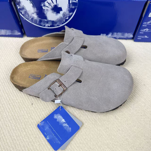 Sandalias Planas de Exterior Tipo Mule de Cuero y Ante con Plantilla de Corcho, Estilo Birkentocks Alemanas, Venta al por Mayor, Elección Popular - Product Image 5