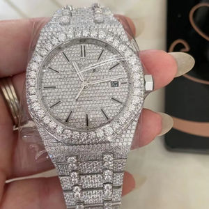 उच्च गुणवत्ता वाली स्टेनलेस स्टील लक्जरी घड़ी सैपफायर क्रिस्टल क्रोनोग्राफ हिप हॉप पूर्ण हीरे यांत्रिक पुरुषों की सूचक एटा - Product Image 1