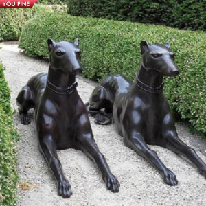 YOUFINE Statues de Chiens Greyhound Gris Bronze en Promotion, Sculptures Canines Whippet Grandeur Nature pour Décoration de Jardin de Ferme - Product Image 3