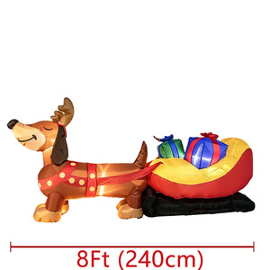 Sled gonflable de Noël de 2,4 mètres en forme de chien saucisse avec éclairage LED, idéal pour la décoration extérieure de cour et les accessoires de mise en scène - Product Image 4