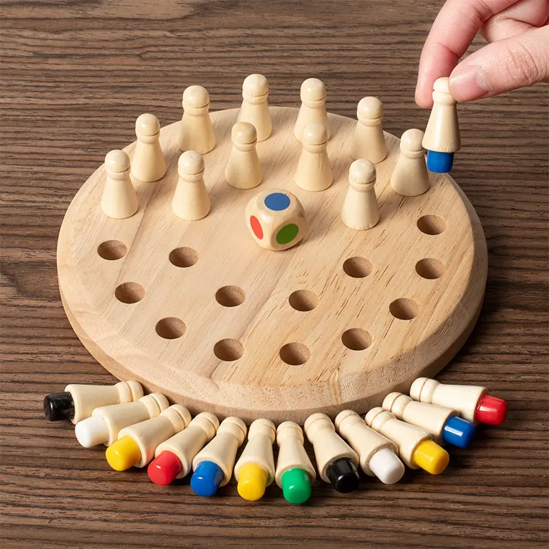 Wooden Memory Match Stick Chess Color Game Board Puzzles Montessori Educational Toy Cognitive Ability Learning Toys For Children