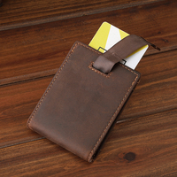Dompet Kartu Pria RFID Anti-pencurian dengan Penutup Terbuka, Panjang Pendek, Kulit Asli dengan Klip untuk Kartu Dolar AS.