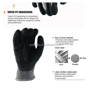 Building Cut Proof Level 5 HPPE Safety <strong>Gloves</strong> Latex Coated <strong>Grip</strong> Protective Men's Hand <strong>Gloves</strong> Blue Grey Customizable - Product Image 2