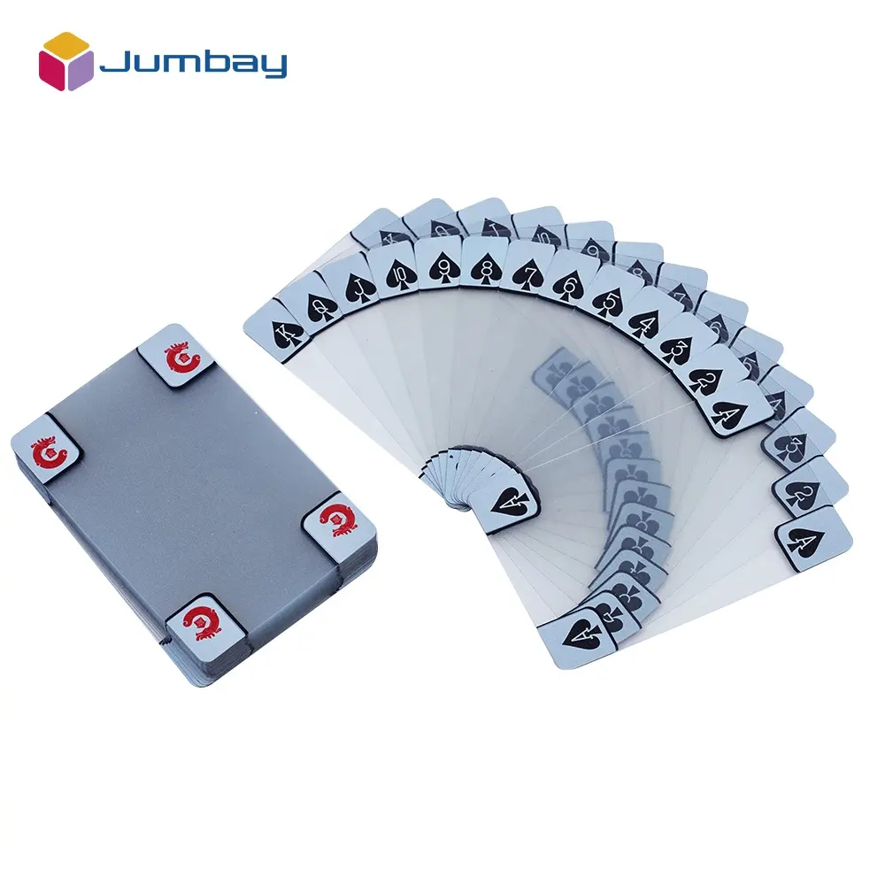Tùy chỉnh PVC rõ ràng chơi thẻ OEM 100% nhựa không thấm nước tinh thể trong suốt Poker thẻ trò chơi
