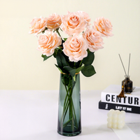 Rose artificielle à tige unique, style nordique, toucher velours, faite à la main, pour décoration intérieure et centres de table de mariage
