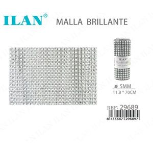 Pannello in Rete Argento Brillante ILAN 5MM 11.8x70CM con Strass - Product Image 3