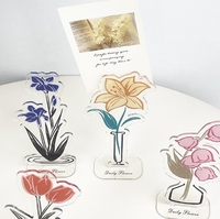 Support de bureau en acrylique pour notes autocollantes, motif floral en encre colorée originale, figurine décorative de dessin animé, petit cadeau
