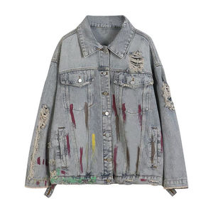 Blouson Moto Décontracté Américain en Jean Délavé Sunseeker <span class=keywords><strong>Baii</strong></span> JL pour Hommes et Femmes, Coupe Ample, Coupe-Vent, Logo Avant, Printemps Automne, 280g - Product Image 1