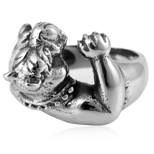 yunnique Men's <b>Titanium</b> Steel Animal <b>Ring</b> Steel Color Punk Style Gift Jewelry - Product Image 4