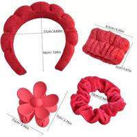 Ensemble de 6 accessoires de soin pour la peau et les cheveux, comprenant un bandeau nuage, des bracelets, un chouchou et une pince à cheveux fleur, kit de spa et maquillage pour femmes