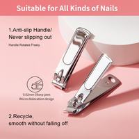 Haute qualité 2 pièces plat diagonale en acier inoxydable coupe-ongles argent manucure outils pour bébé soins des pieds coupe-ongles ensemble JJF22