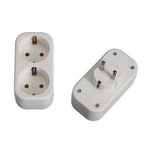 YW-7382 Ổ Cắm Điện Gắn Tường Châu Âu Ổ Cắm <span class=keywords><strong>1</strong></span> Đến <span class=keywords><strong>2</strong></span> Schuko Bộ Chuyển Đổi Du Lịch EU Có Nối Đất - Product Image 1