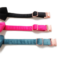 Collier pour chien en velours réglable avec boucle métallique, à libération rapide, personnalisé, de luxe, simple, en polyester, vente en gros de Chine, faible MOQ