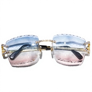 Gafas de Sol de Lujo 2026, con Cristales Cuadrados, Montura sin Borde, con Diamantes Moissanite, Unisex, Diseño de Moda, Ligeras, Colores Personalizados - Product Image 3