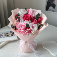 Buket Bunga Kering Awet Mewah Grosir Kustom dalam Kotak Persegi, Hadiah Pernikahan Timur Tengah untuk Tamu