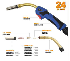 Soplete <span class=keywords><strong>de</strong></span> soldadura <span class=keywords><strong>de</strong></span> estilo binzel mag 24kd, antorcha <span class=keywords><strong>de</strong></span> <span class=keywords><strong>Gas</strong></span>/oxígeno <span class=keywords><strong>de</strong></span> 220amp, 10ft, 3m - Product Image 2