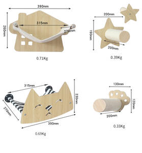 أرفف جدارية لشجرة الخشب الأكثر مبيعًا ، أرجوحة حائط للقطط ، أرجوحة جدارية لتسلق جدران القطط ، أرجوحة - Product Image 3