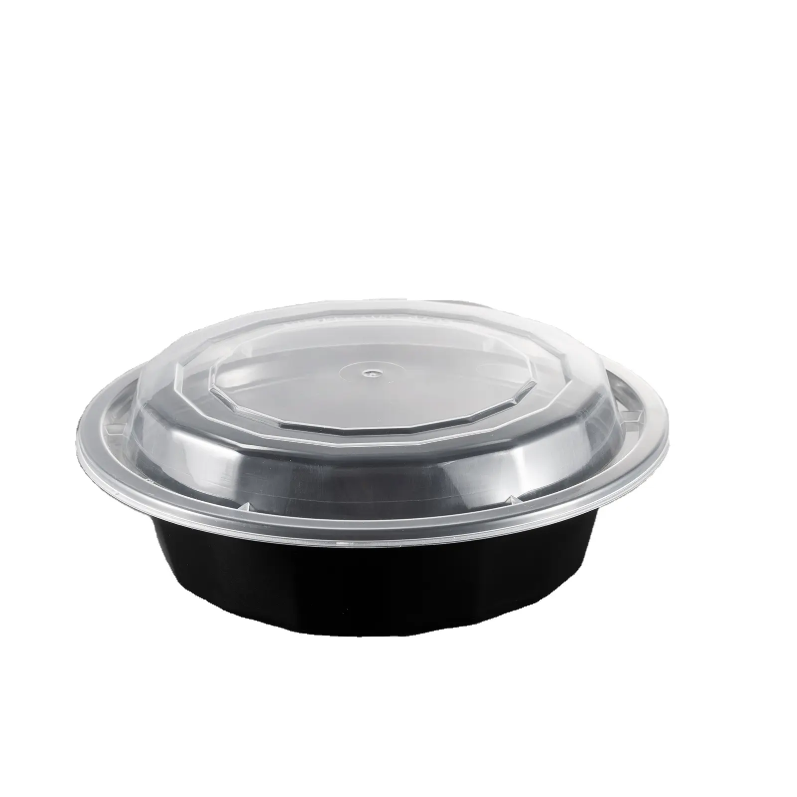 TD Black Round Microwavable Food Container with Clear Lid Lunch Bento Box