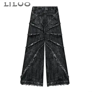 Liluo Factory Oem Odm Wholesale Custom Jean Patches Raw Denim Distressed Denim Jeans