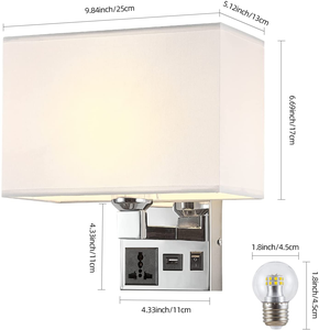Bedside <strong>Wall</strong> <strong>Mount</strong> <strong>Light</strong> <strong>with</strong> USB and <strong>Plug</strong> LED Reading Swing Arm Fabric Shade <strong>Wall</strong> Sconce Hardwired <strong>Wall</strong> Lamp for Bedroom Hotel - Product Image 4