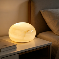 Lampe en marbre naturel sans fil rechargeable, lumière tactile à 3 niveaux de luminosité, lampe à lumière ambiante en pierre, éclairage ambiant chaud pour chambre à coucher