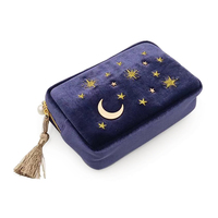 Velours brodé Applique lune étoiles soleil cosmétique sac beauté mallette de rangement trousse de maquillage pratique